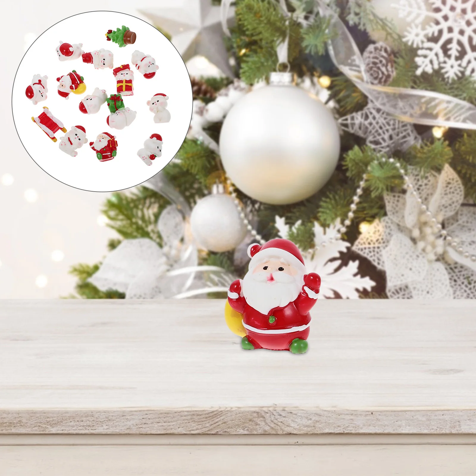

Santa Claus Bear Resin Miniature Ornament Adorable Christmas Micro Landscape Decor Desktop Bonsai Snow Globe Indoor Outdoor