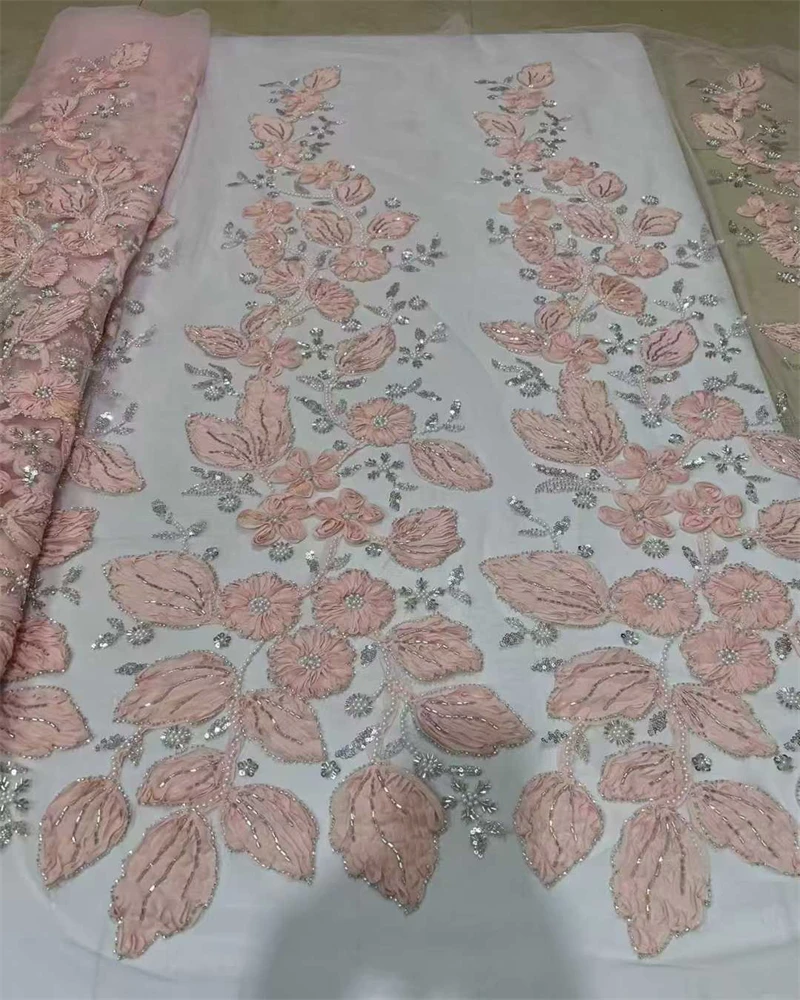 قماش دانتيل تول أفريقي 2025 قماش ترتر شبكي فرنسي خياطة تطريز مع خرز دانتيل تول شبكي فستان نيجيريا