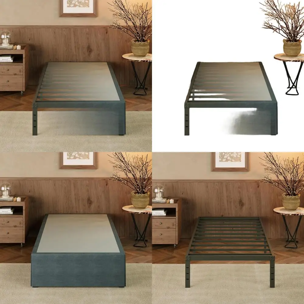 

14 Inch Twin Metal Bed Frame with Cover Skirt, Heavy Duty, No Box Spring Needed, Easy Assembly, Noise-Free