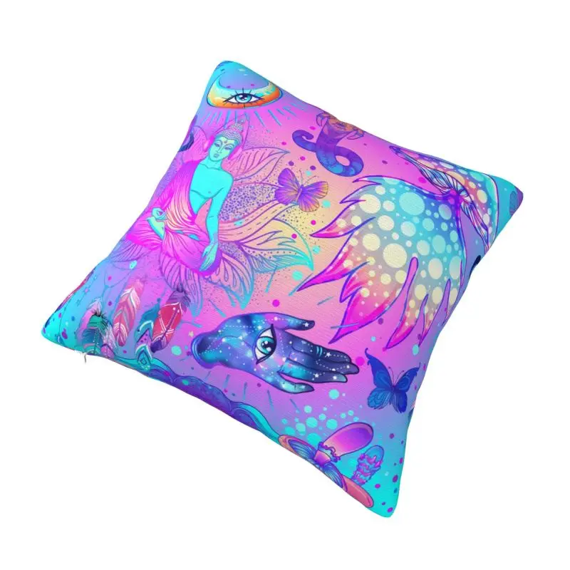 Custom Magic Psychedelic Mushrooms Pattern Trippy Pillow Covers Chair Cushion Cover Square Pillowcase