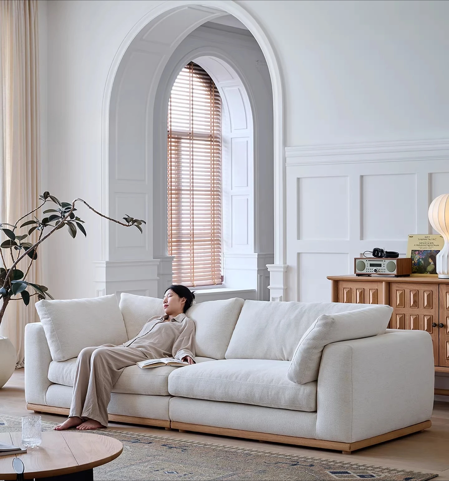 

Диван в стиле ваби-саби, летний льняной диван, прямой, съемный, из хлопка и льна, с наполнителем из пуха