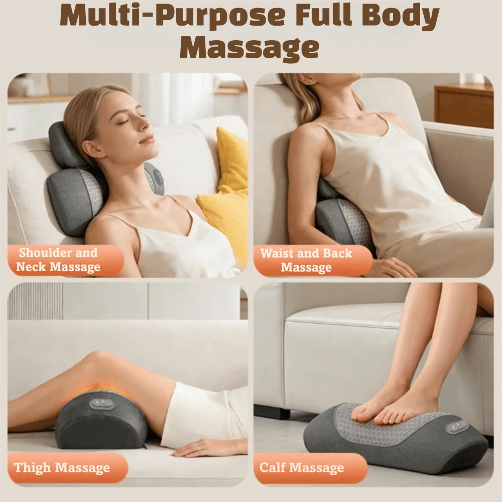Heating Function 3-in-1 Back Massager Vibrating Massage Ergonomic Electric Lumbar Support Pillow Multi-functional