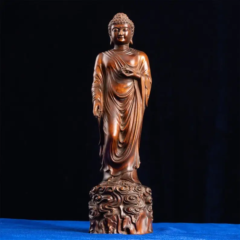 

Shakyamuni Buddha Statue, Handcrafted from Chinese Ancient Natural Wood, A Striking Gothic Decor, Perfect for Enhancing