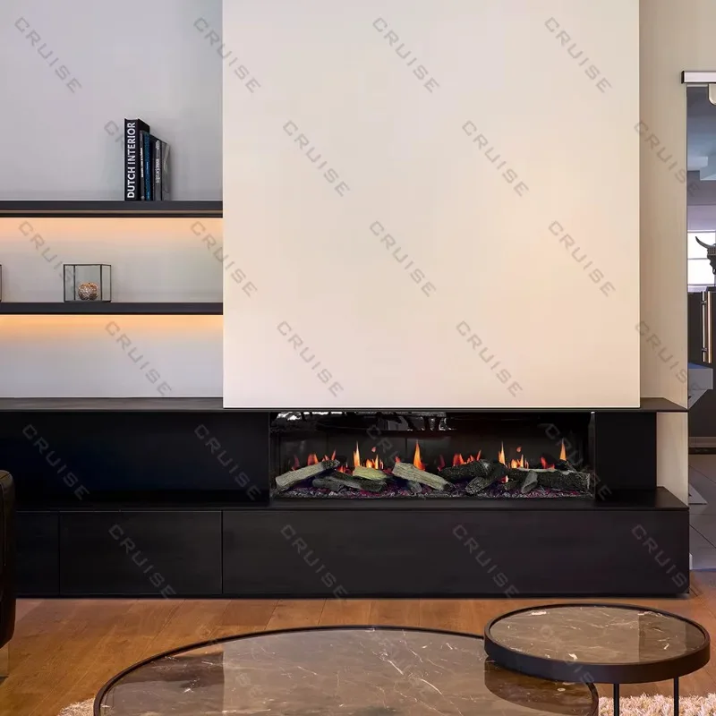 CRUISE Synchronization Of Burning Wood Sound Picture 64/125/185/247cm Electric Heating Lcd Holographic Fireplace Remote Control
