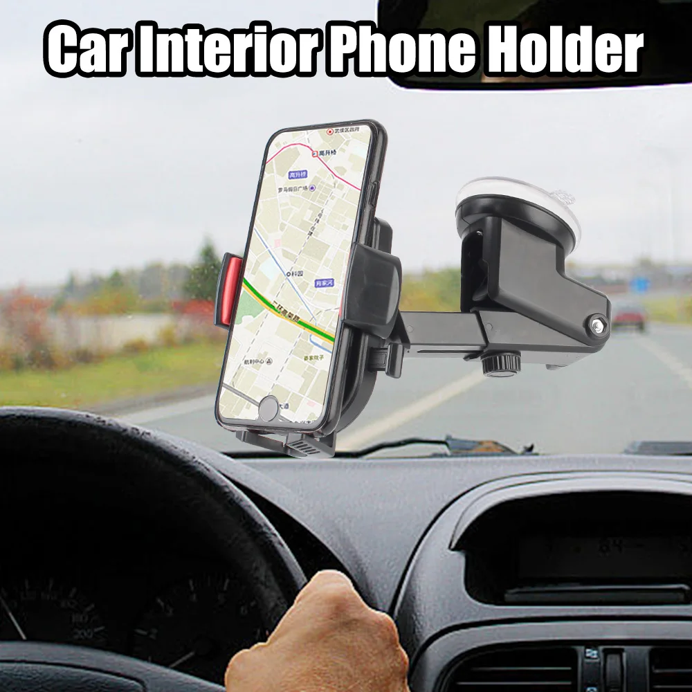 For 66-84mm Width Mobile Phone Stand Car Phone Holder 360 Degrees Rotatable GPS Navigation Support With Suction Cup