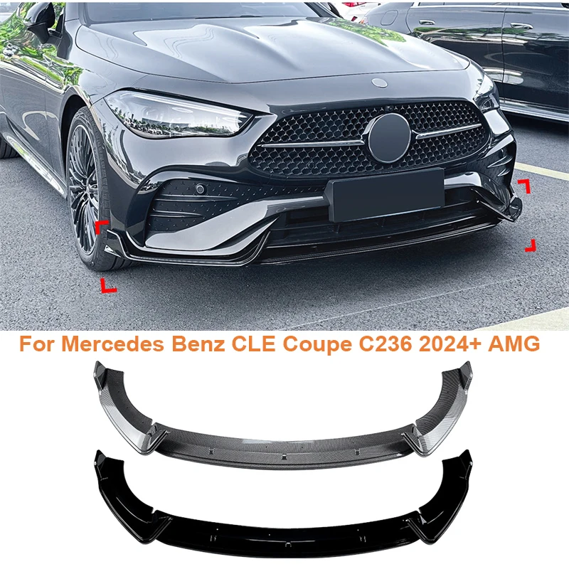 

2024 + For Mercedes Benz CLE Coupe C236 AMG Gloss Black Front Chin Bumper Spoiler Lip Lower Splitter Guard Plate Protector