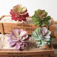 Green Red Purple Large Artificial Succulents Plants Home Garden Decoration Desktop Ornament Bonsai Height=11cm Diameter=6.5cm