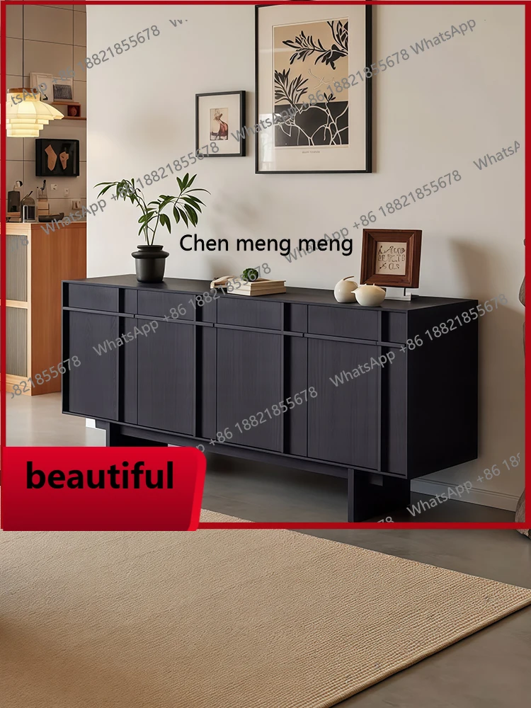 

X Sideboard black solid wood high-end living room home wall storage entrance cabinet