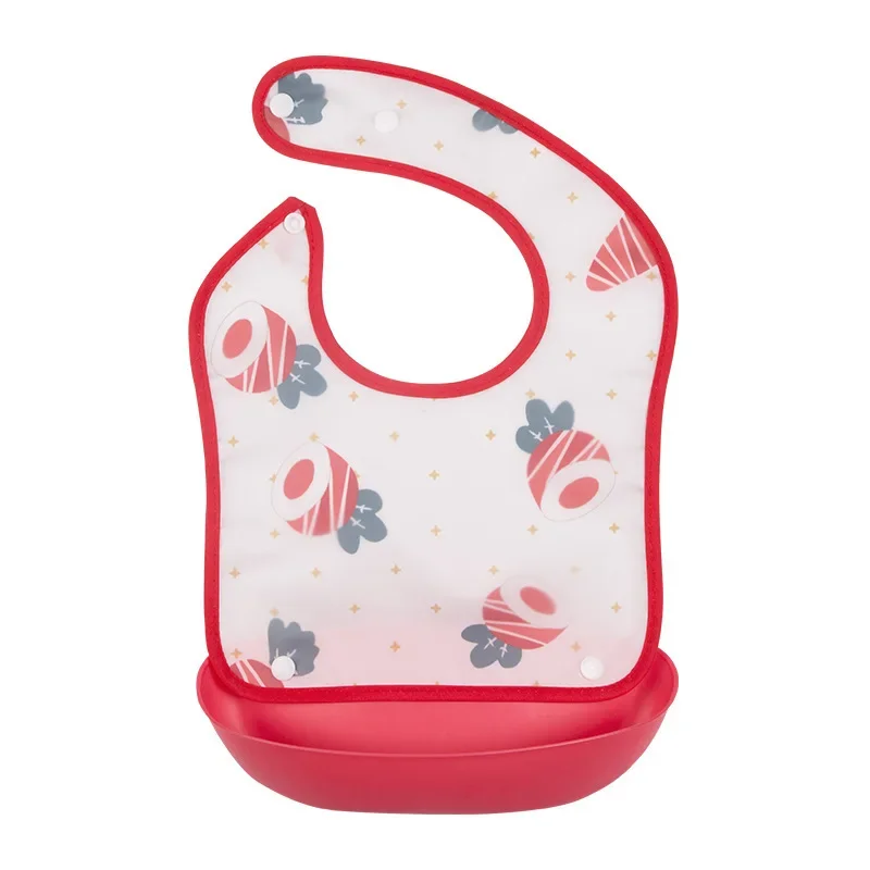 Baby EVA Waterproof Removable Pinny Bib Kids Lunch Bib Cartoon Fruit Children Wash-Free Feeding Pocket Apron Smock