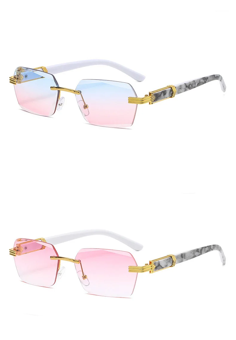 Rahmenlose randlose Sonnenbrille im neuen Stil für Damen, modisch und trendig, mit Ozean-Gläsern mit Farbverlauf 1326 – Detail 11