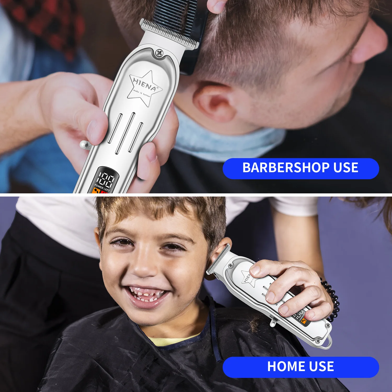 جديد مقص الشعر الكهربائية الإبداعية ستار نمط الشعر أداة تهذيب اللحية ذكي LED عرض المهنية آلة قطع الشعر