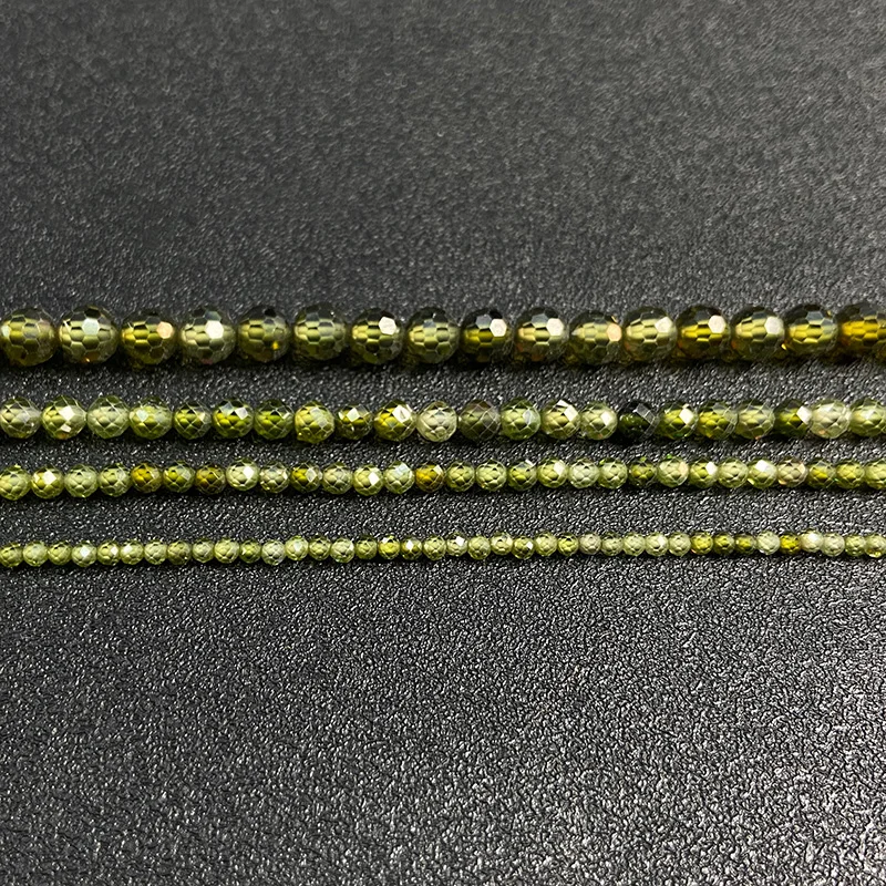 100% Natural Green Zircon Stone Bead 2 3 4mm Loose Spacer Quartz Beads For Jewelry Making Necklace Bracelet Supply 15\
