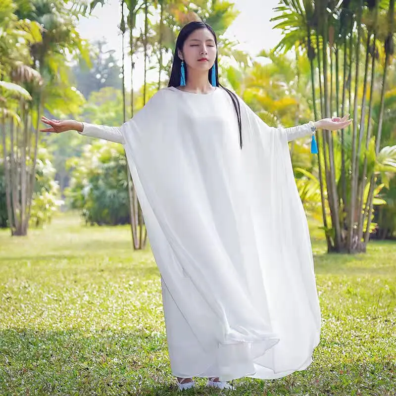 

Элегантный костюм для танцев в стиле дзен с рукавами, длинная юбка-фатин, хлопковая традиционная танцевальная одежда, весенняя коллекция