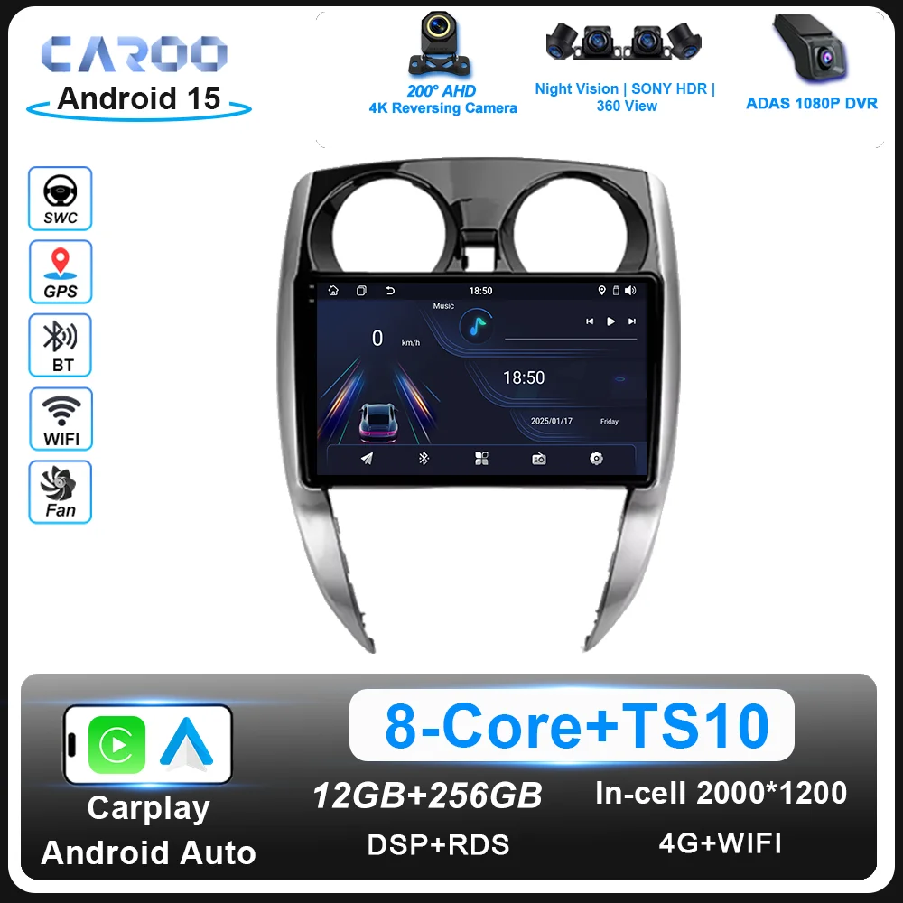 Android 15 Car DVD Carplay For Nissan Note 2 E12 2012 -2021 Auto Radio Stereo GPS Navigation Multimidia Player WIFI NO 2Din 4G