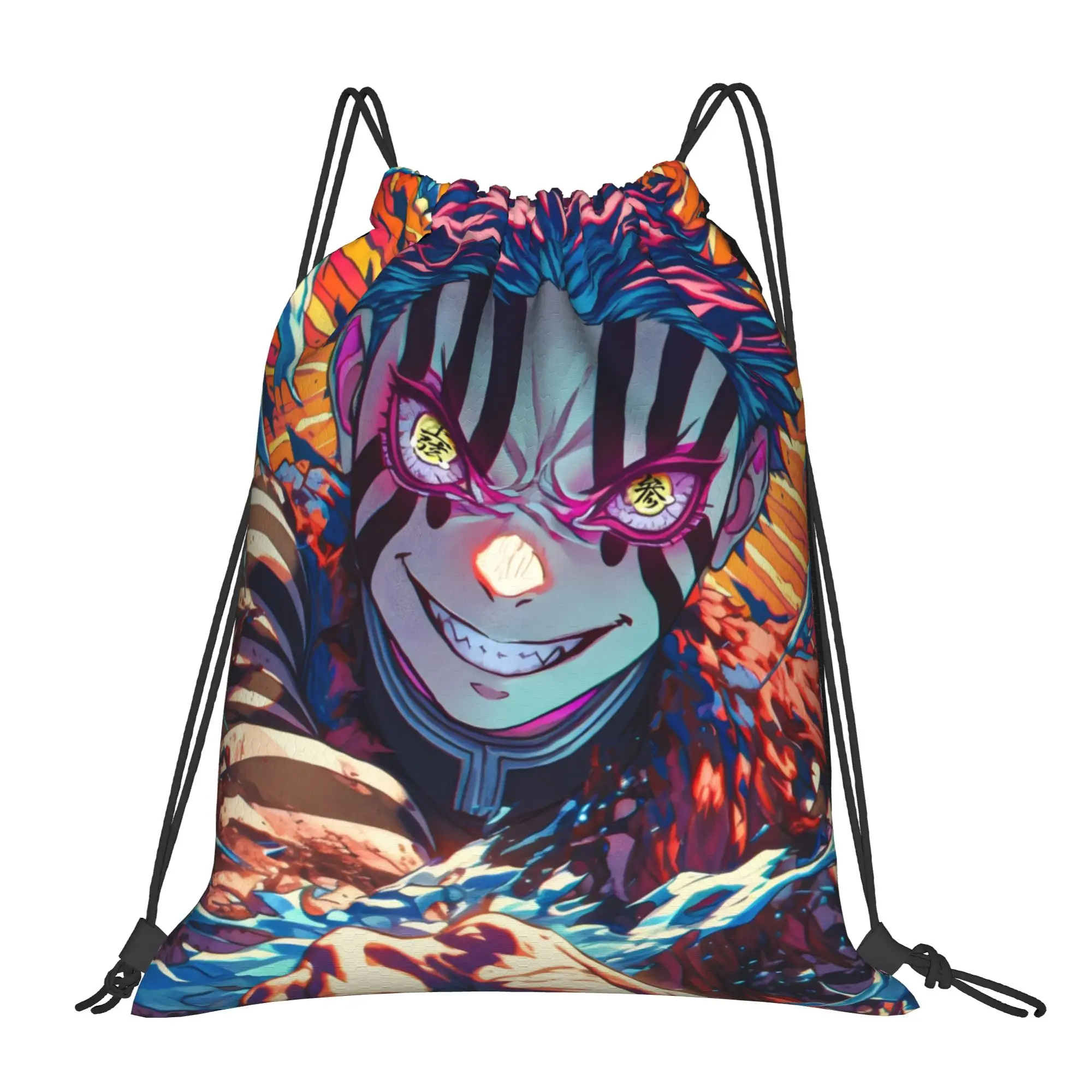 1 pc Upper Rank 3 Demon Slayer Print Drawstring Bags Men Women Storage Backpack Teenager Travel Bag