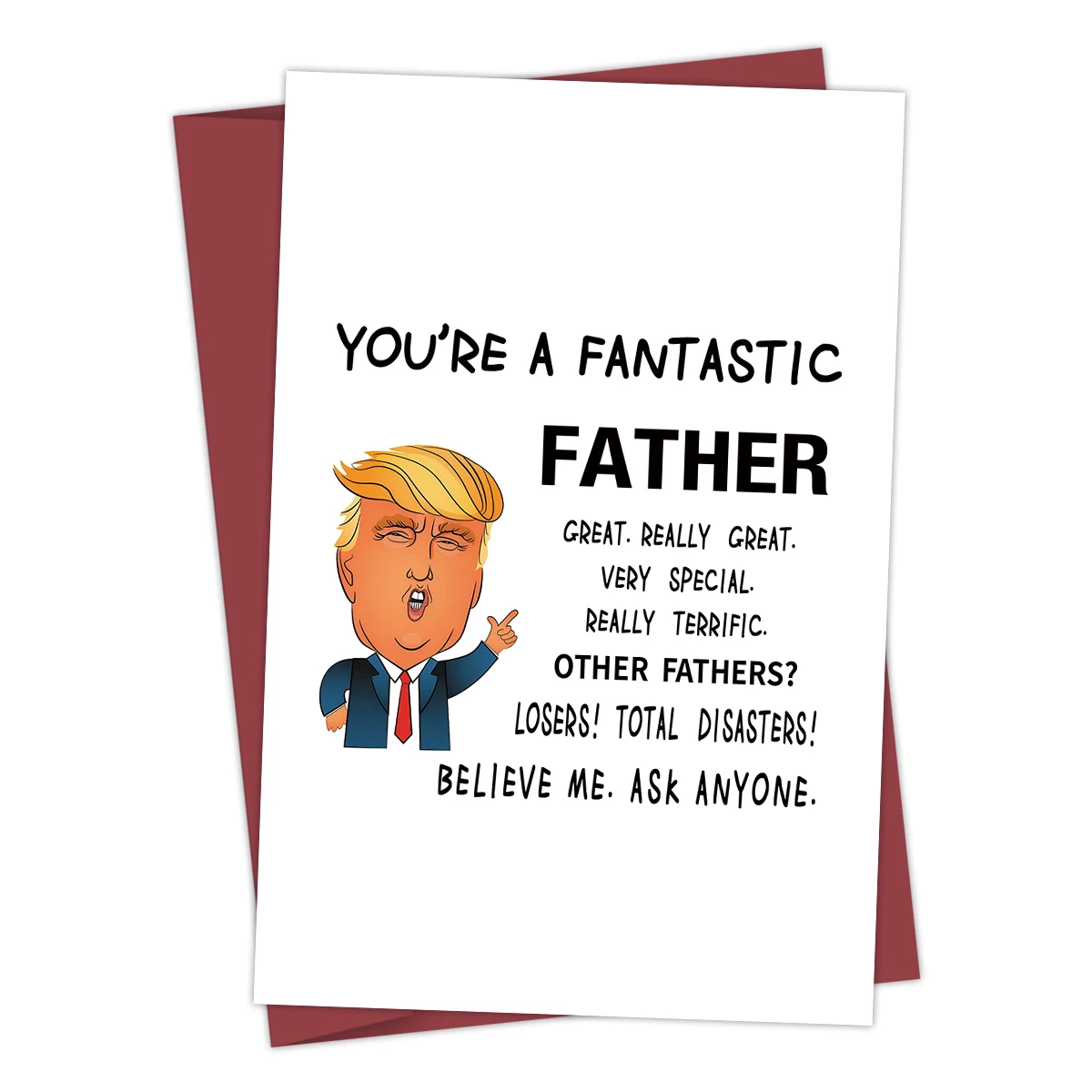 1PC Funny Fathers Day Card, Trump Father Birthday Card, Humorous Greeting Card for Dad with Envelope, Dad Birthday Card