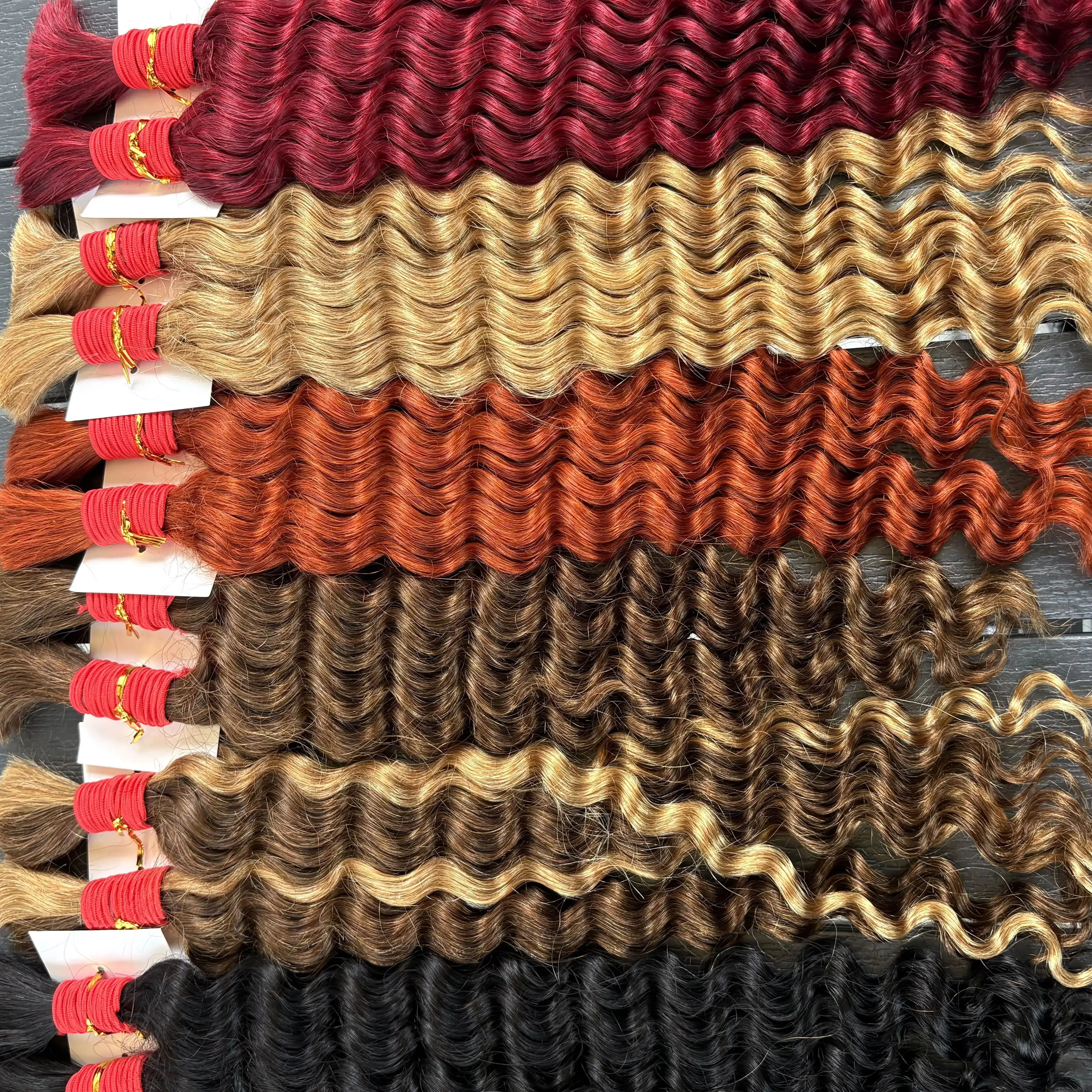 Cheveux humains en vrac ondulés profonds colorés pour tresses bohèmes, sans trame, 1 paquet de 50g, 100% cheveux humains, extensions de cheveux bouclés en vrac pour tressage