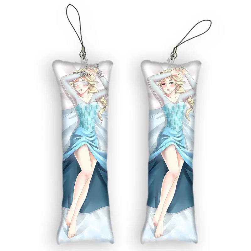 Frozen Elsa Anime Pendants Mini Pillow Decoration Keychain Double Sides Printed Pillow Hanging Ornament Phone Strap Cute Gifts