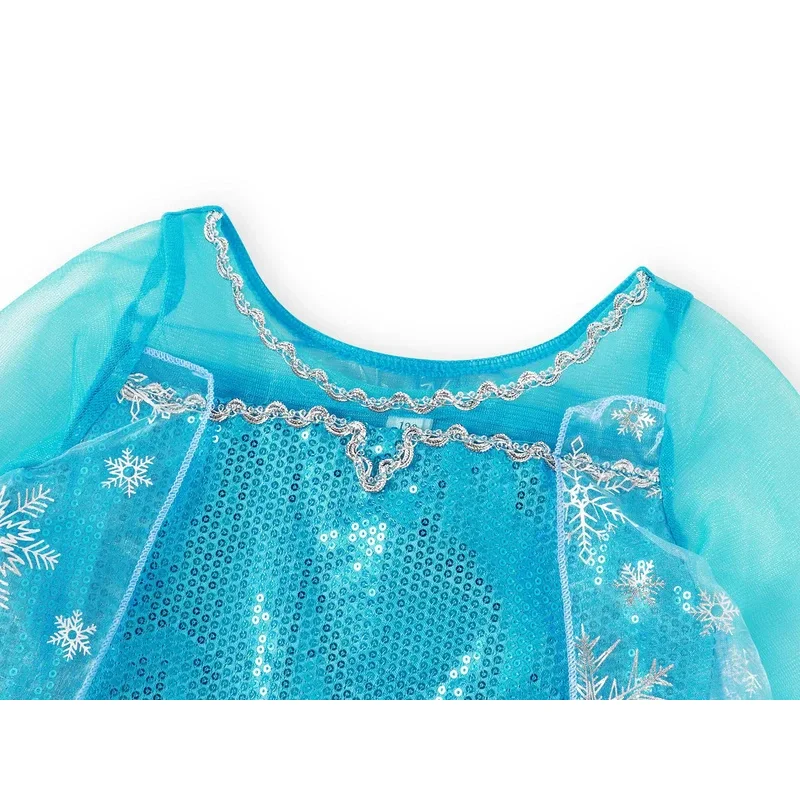 Disney crianças meninas cosplay congelado elsa anna vestido de princesa menina malha vestido de baile carnaval roupas de aniversário neve rainha elsa traje
