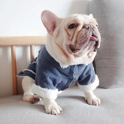 Pet Dog Jacket Plus Velvet corduroy jacket Padded Two-legged Clothes Pet Dog Coat Autumn Winter Warm Vest Coat