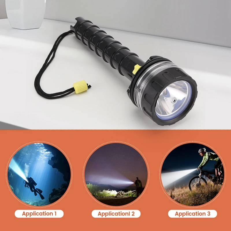 A98E-Scuba Deep Diving Light Professional Powerful Flashlight Underwater Waterproof LED Diver Light