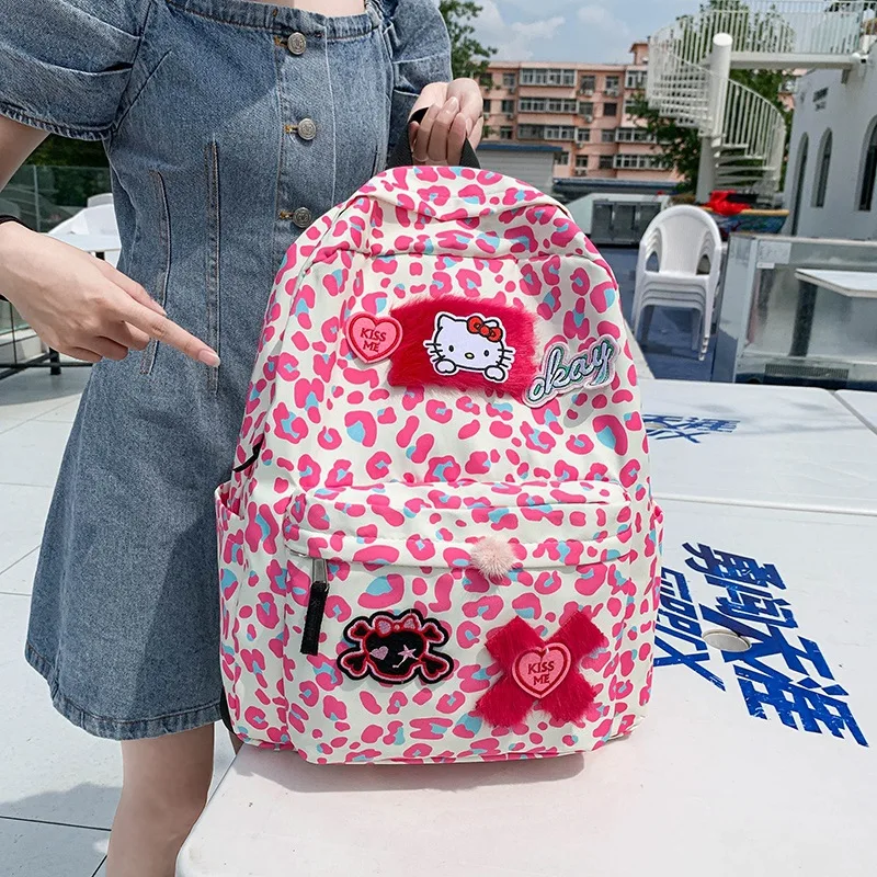 

Sanrio New Hello Kitty Student Schoolbag Cute Large Capacity Lightweight Casual Cartoon Backpack