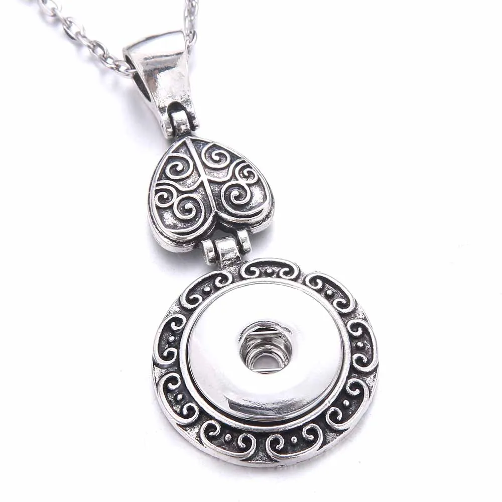 New Snap Jewelry Necklaces Metal Snap Button Necklaces cross wing heart-shaped 18mm Snap Pendant Necklace For Women DIY Jewelry
