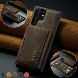 2 In 1 Case For Samsung Galaxy S24 S23 S22 S25 Ultra FE A55 A35 A54 A16 A56 5G Wallet Magnetic Leather Card Holder Pocket Cover