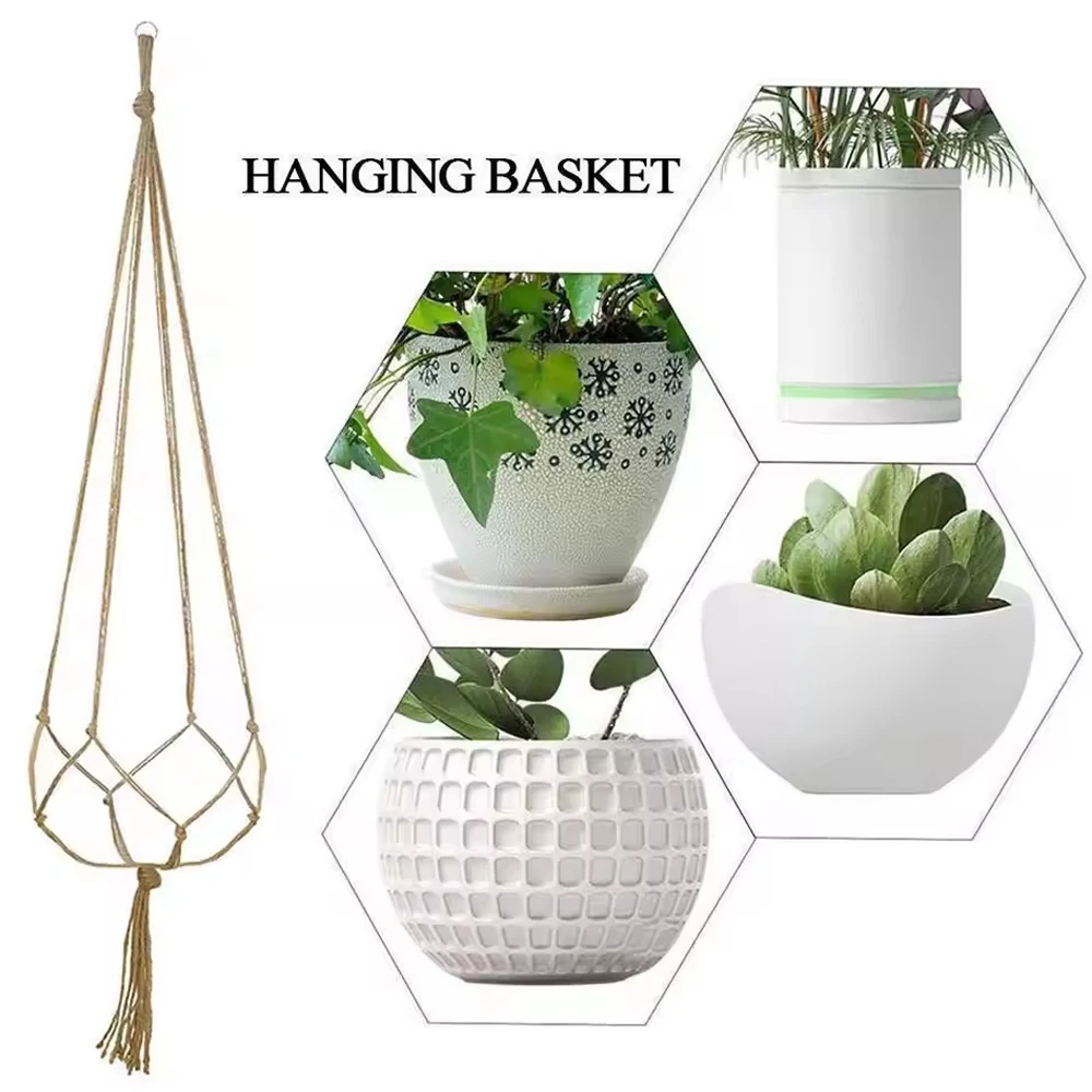 Criativo planta cabide corda tecido jardim vaso de flores net pendurado vaso de flores decorações do jardim varanda acessórios