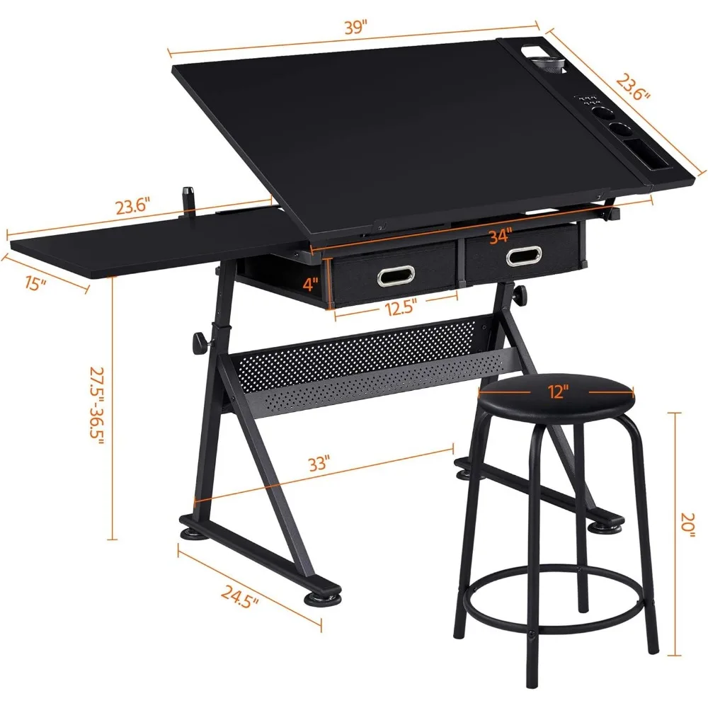 Altura ajustável Drafting Table para Artistas, Drawing Desk, Art Craft Desk, Diamond Paintings, Work Station