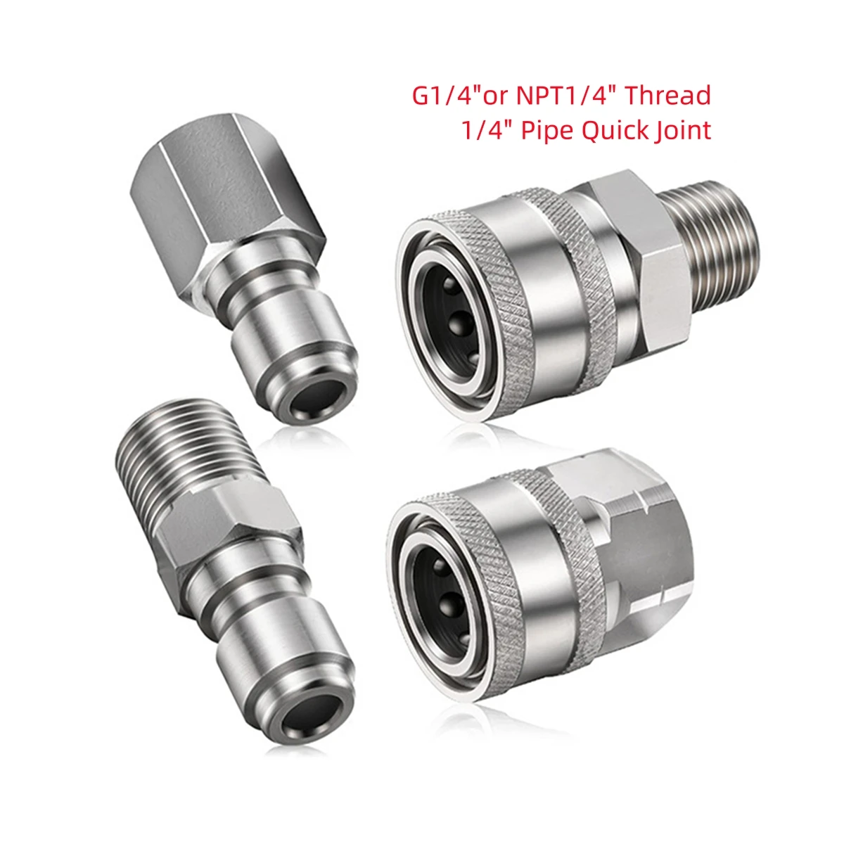 G1/4" NPT 1/4" Gwint męski Gwint żeński Łącznik myjki ciśnieniowej 1/4" 1" Rura 304 Szybkozłącze pistoletu na wodę ze stali nierdzewnej 1 szt.