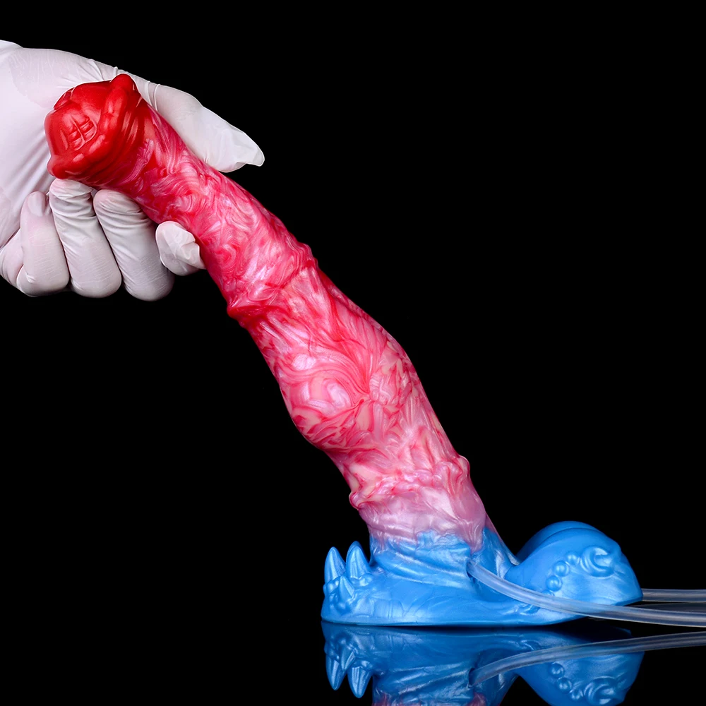 ELKKOST Dildo Kuda Silikon yang Dapat Memancut Cairan, Plug Anal yang Dapat Dipompa dengan Pompa, Dilator Anal, Stimulasi Titik G, Mainan Seks Dewasa