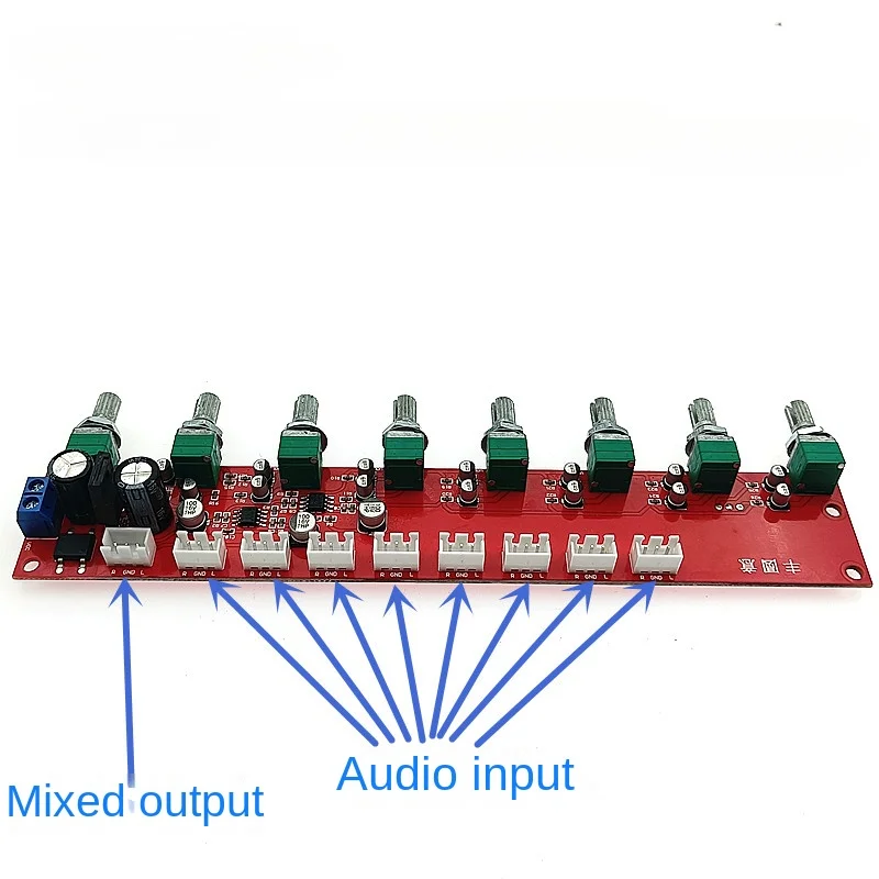 SOTAMIA NE5532 8 Ways Audio Mixing Board DIY Home Theater Amplfiier Preamp Eight-channel Audio Mixer Eight Inputs and One Output