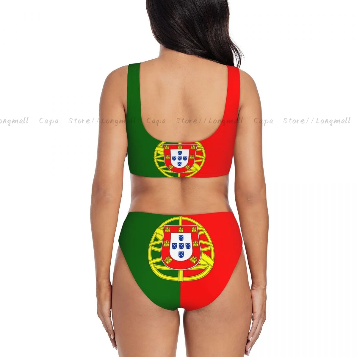 Summer Women V Neck Bikini Set Flag Of Portugal Swimwear Female 2 Piece Beach Swimsuit Bathing Suit