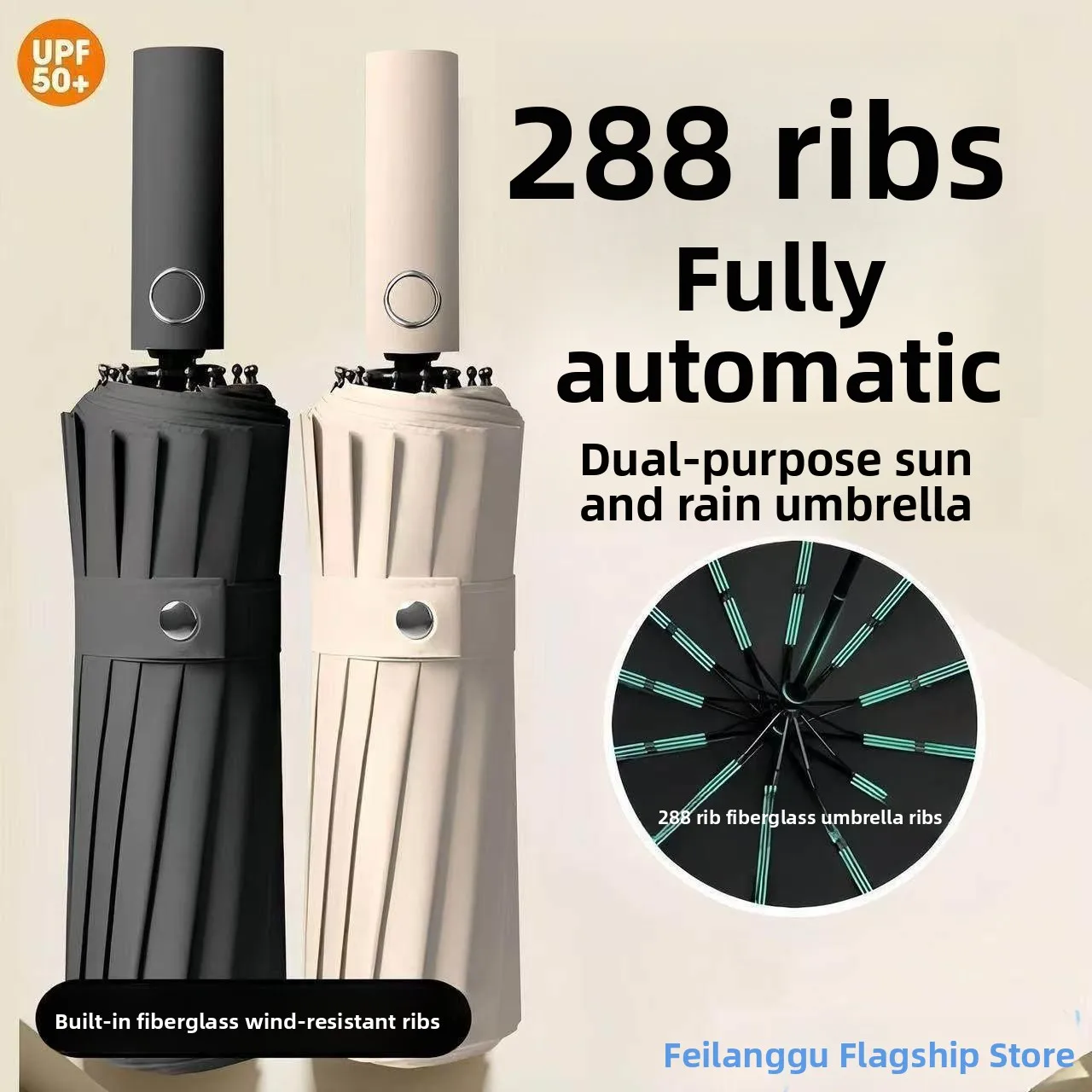 

Автоматический складной зонт с 24/60 спицами, усиленный, для мужчин и женщин, от солнца и дождя, трехсекционный, с защитой от УФ-лучей.