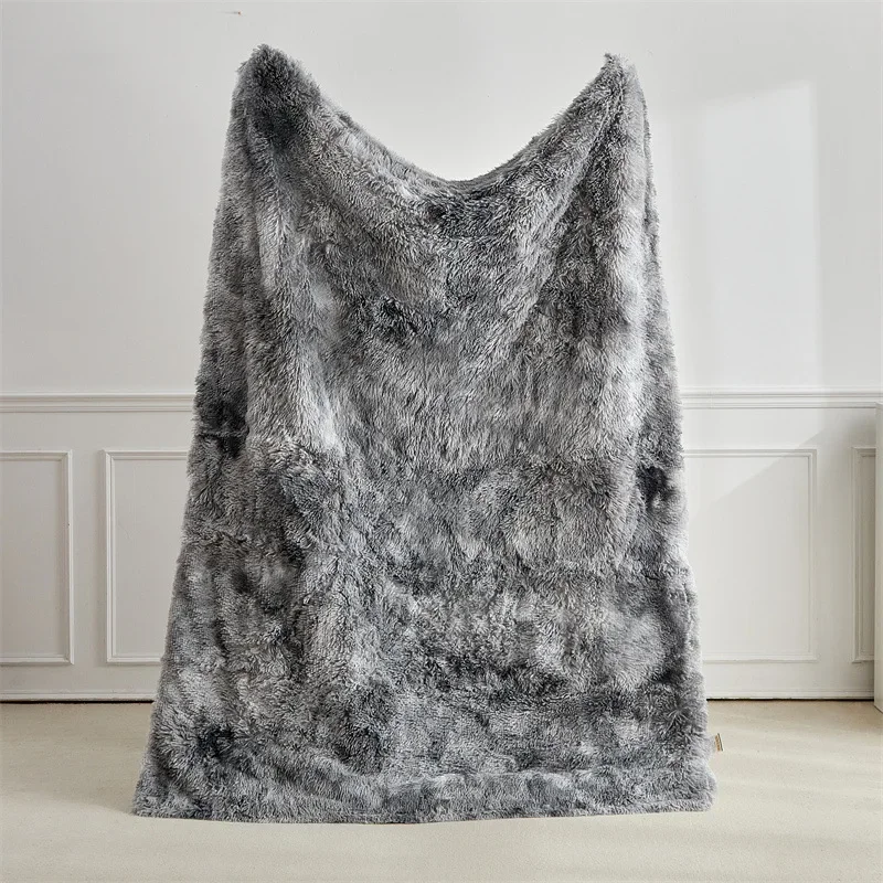 2025 New Double Mink Fleece Lamb Fleece Cotton Blanket Coral Fleece Ice Cream Long Hair Blanket Solid Color Simple Sofa Blanket