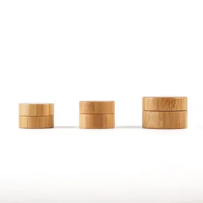 

hot selling quality eco friendly Environmental Bamboo Empty Refillable Cosmetic Face Cream Jar with wooden natural bamboo lids