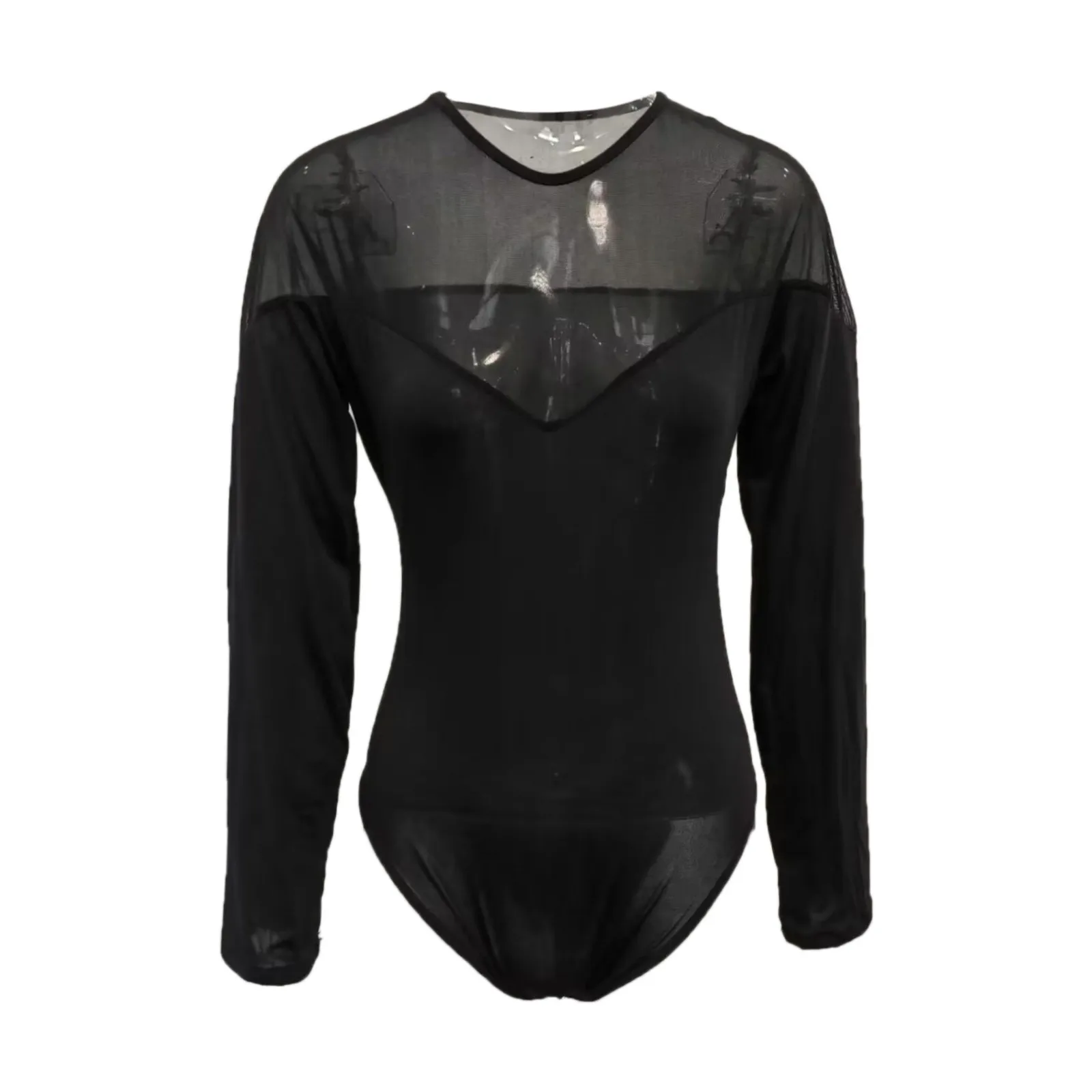 Sexy Women Bodysuit Long Sleeve See Through Skinny Mesh Patchwork Vacation Party Club Streetwear Bodycon Tops