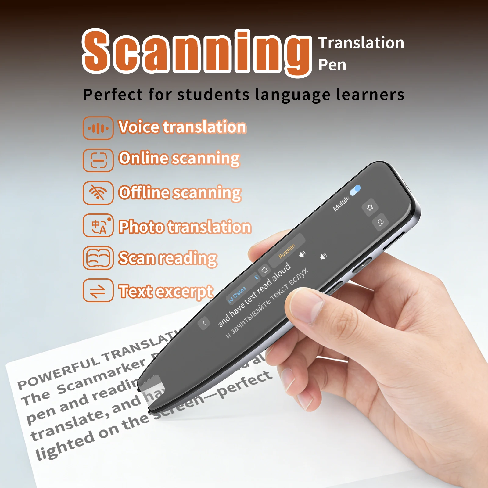 Lápiz de exploración traductor - 142 idiomas, herramienta de asistencia inteligente para dislexia, lápiz de lectura con voz/escaneo a texto para dificultades de aprendizaje