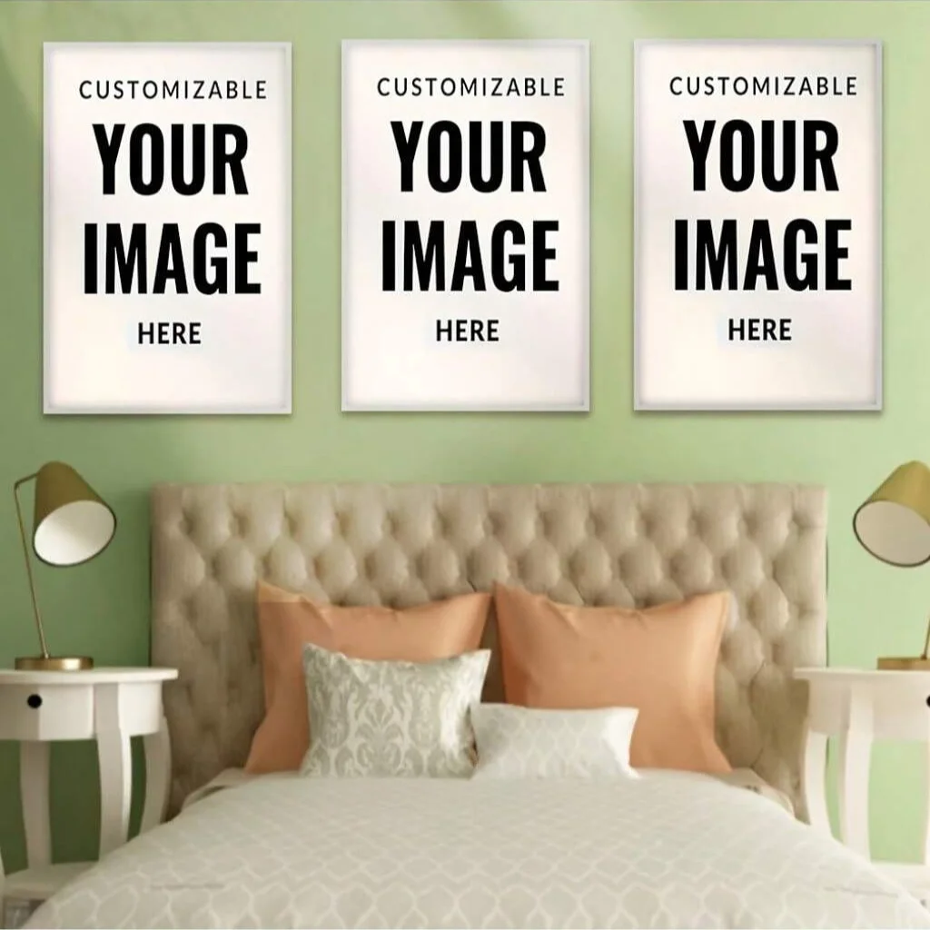 3-piece customizable personalized home decor poster set, available for couple photos, family, pets, weddings, and anniversaries image 3