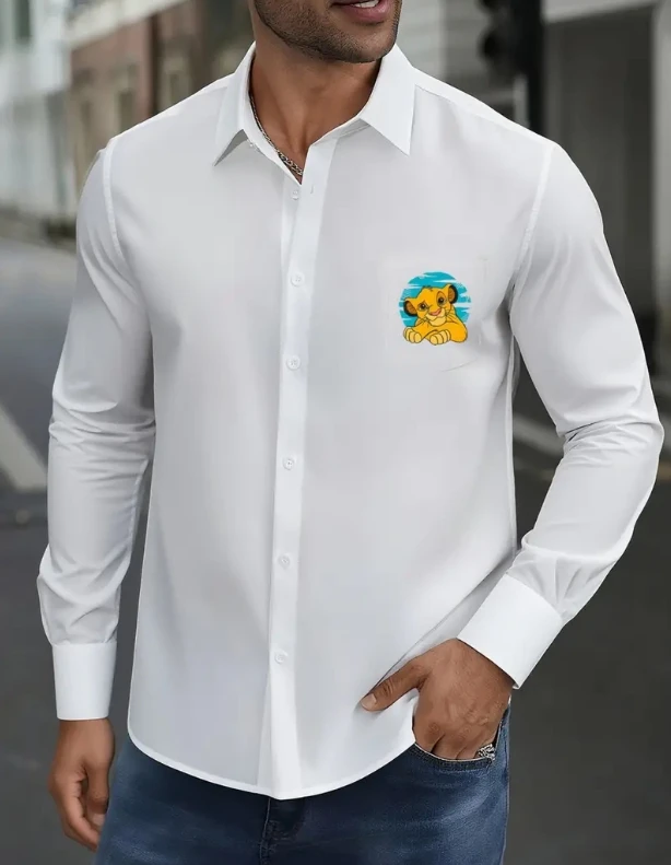 

Men's long sleeved shirt Disney style fashionable casual top cute Mickey Minnie.2026