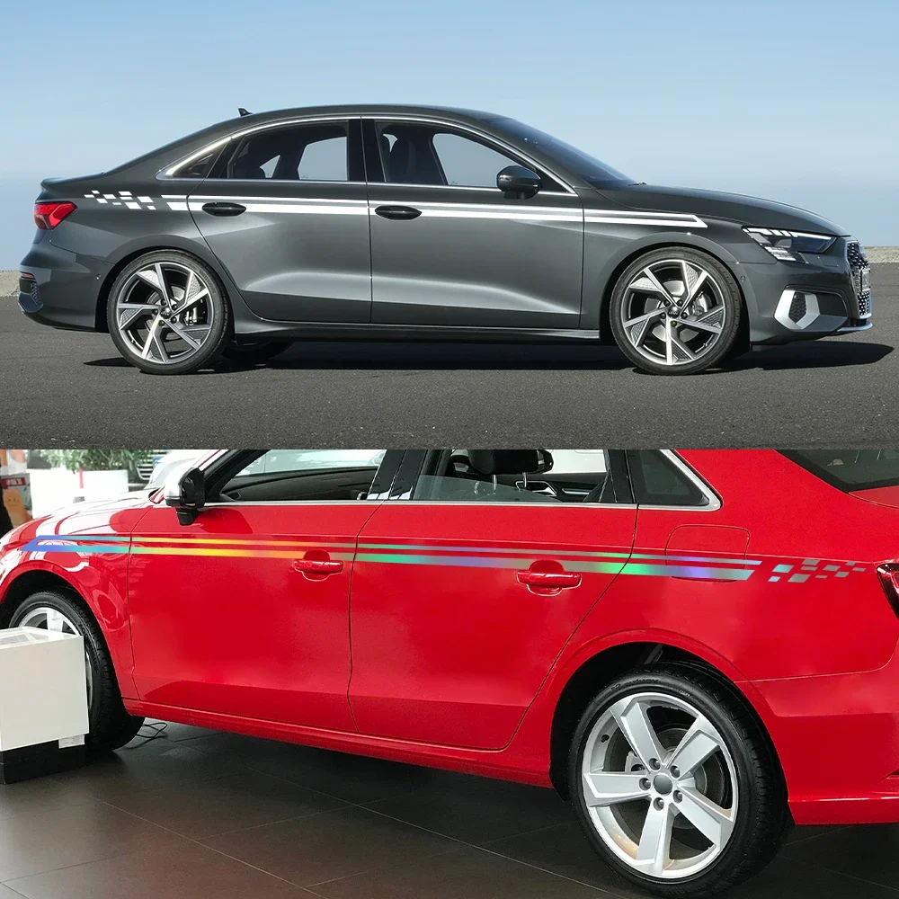 سيارة ملصق الجانب تنورة الفينيل فيلم ملصق مائي الزخارف الخارجية اكسسوارات لأودي A3 8 فولت 8P 8Y 8L سيدان TFSI سبورتباك S3 RS3 ليموزين