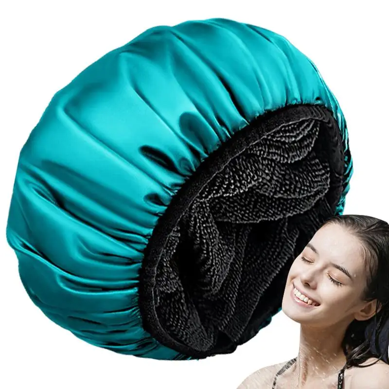 13-inch Ladies Hair Cap reusable shower caps 3-Layer Adjustable Bath Caps Bath Hair Hat Waterproof Hair Cap Bathing Shower Hat