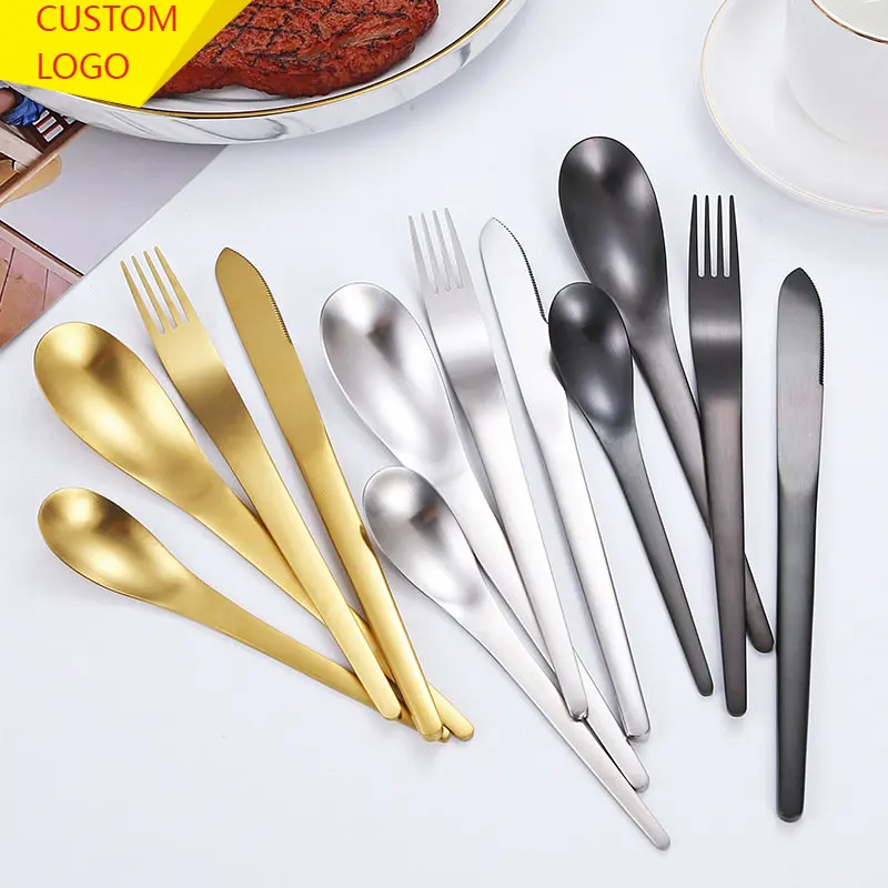 

Personalized Engraved Name 24pcs Tableware Cutlery Set Matte Forks Knives Spoons Dinnerware Dishwasher Flatware Wedding Gift