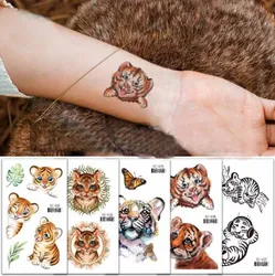 Cartoon Tiger Tattoo Stickers Face Arm Body Art Fake Tattoo Decals Kids Women Men Fake Tattoos Waterproof Tattoo Decors Tools