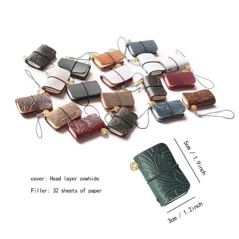 Mini Vintage Leather Notebook Retro Pocket Notepad Pendant Travel Diary Planner For Student Office Stationery Supplies