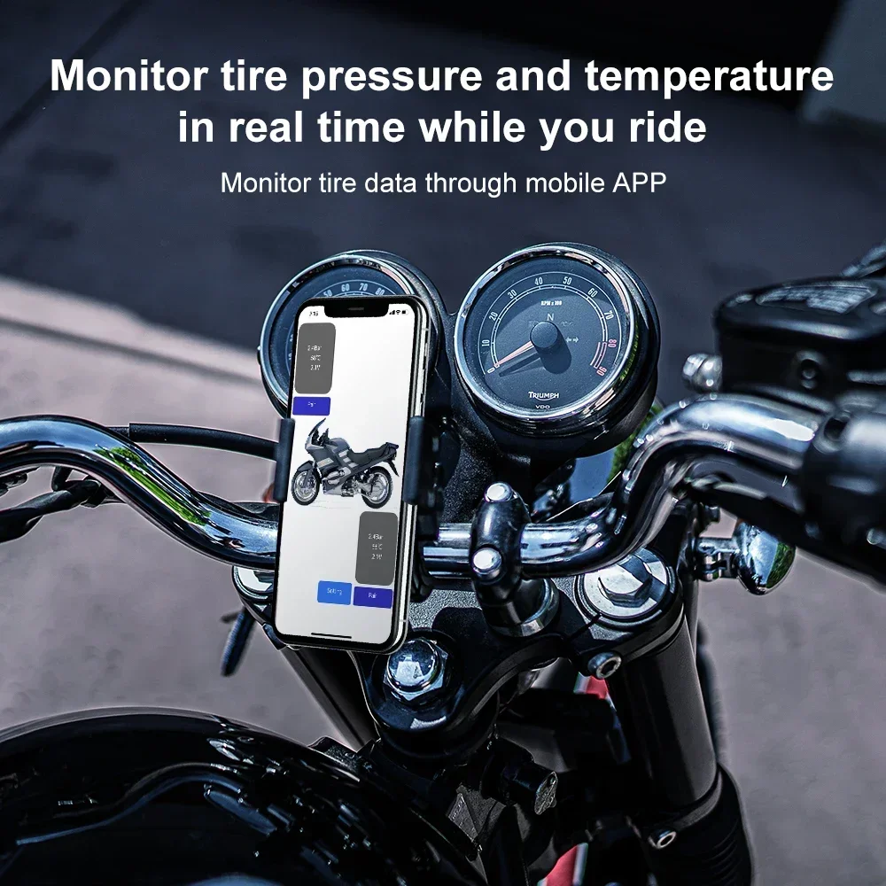 TPMS Tire Pressure Sensors Motorcycle Bluetooth-Compatible Tire Pressure Monitoring System External Sensor Android/IOS Car TMPS