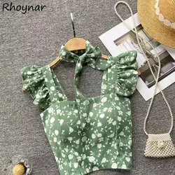 Camis Women Ruffles Design With Chest Pad Simple Leisure All-match Korean Fashion Trendy Streetwear Vacation Summer Spicy Girls