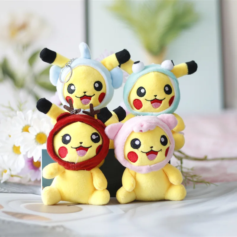 10 Uds./lote Pokemon Pikchs peluche juguete pequeño colgante Mini Cosplay Rana cerdo ciervo elefante Pokémon bolsa llavero