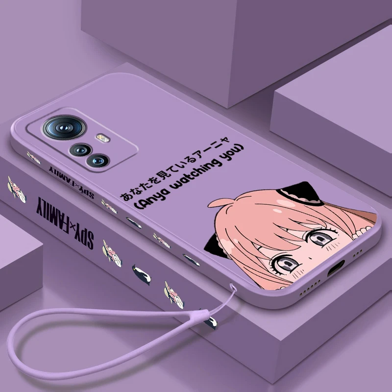 

S-Spy G-Game Anya F-Forger Cartoon Liquid Left Rope For Xiaomi Mi 14 13T 13 12T 12 11T 11i 11 A3 10T 10 9 Pro Lite Ultra 5G TPU